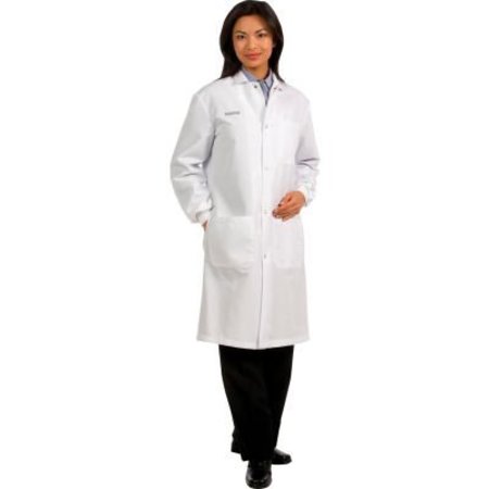 SUPERIOR SURGICAL MANUFACTURING Unisex Snap Front Lab Coat, White, 2XL 4392XL